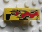 50950pb027R - Slope, Curved 3 x 1 with Red Flames on Black and Yellow Pattern Model Right (Sticker) - Set 8644