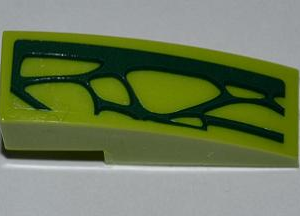 50950pb048L - Slope, Curved 3 x 1 with 7 Lime Scales Pattern Model Left Side (Sticker) - Set 9558