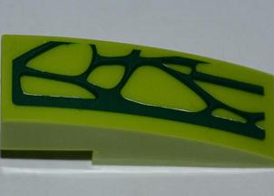50950pb048R - Slope, Curved 3 x 1 with 7 Lime Scales Pattern Model Right Side (Sticker) - Set 9558