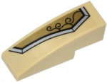 50950pb069L - Slope, Curved 3 x 1 with Gold and Silver Armor Plate with 3 Black Swirls Pattern Model Left Side (Sticker) - Set 70123