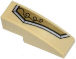 50950pb069R - Slope, Curved 3 x 1 with Gold and Silver Armor Plate with 3 Black Swirls Pattern Model Right Side (Sticker) - Set 70123
