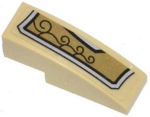 50950pb070L - Slope, Curved 3 x 1 with Gold and Silver Armor Plate with 4 Black Swirls Pattern Model Left Side (Sticker) - Set 70123