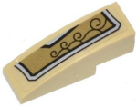 50950pb070R - Slope, Curved 3 x 1 with Gold and Silver Armor Plate with 4 Black Swirls Pattern Model Right Side (Sticker) - Set 70123