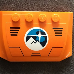 52031pb129 - Wedge 4 x 6 x 2/3 Triple Curved with Arctic Explorer Logo on Orange Background Pattern (Sticker) - Set 60195