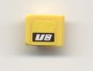 54200pb007R - Slope 30 1 x 1 x 2/3 with White 'V8' on Black Stripe Pattern Model Right Side (Sticker) - Set 8681