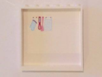 59349pb114 - Panel 1 x 6 x 5 with Four Hanging Kitchen Utensils on White Background on Inside Pattern (Sticker) - Set 41119