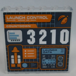 59349pb179 - Panel 1 x 6 x 5 with 'LAUNCH CONTROL', 'COUNTDOWN', '3210', 'LAUNCH DATA' and Rocket Pattern (Sticker) - Set 60228