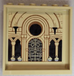 59349pb262 - Panel 1 x 6 x 5 with Torches, Bricks, Arches, Doorway and Fires Pattern on Inside (Sticker) - Set 71043