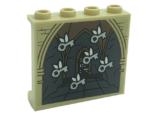60581pb183 - Panel 1 x 4 x 3 with Side Supports - Hollow Studs with Flying Keys, Arch and Bricks Pattern (Sticker) - Set 71043