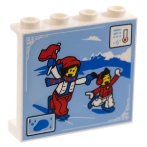 60581pb200 - Panel 1 x 4 x 3 with Side Supports - Hollow Studs with Ice Skating Scene Pattern