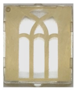 60601pb017 - Glass for Window 1 x 2 x 2 Flat Front with Arched Gold Window Pattern