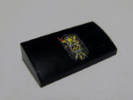 61068pb020 - Slope, Curved 2 x 4 x 2/3 Without Bottom Tubes with Yellow Octopus on Black Background Pattern (Sticker) - Set 8158