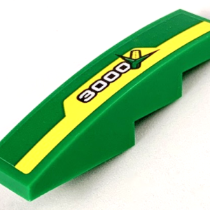 61678pb111L - Slope, Curved 4 x 1 with Yellow Stripe, White '3000' and Ear of Corn Pattern Model Left Side (Sticker) - Set 60223
