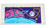 6178pb020 - Tile, Modified 6 x 12 with Studs on Edges with Planets, Stars and Rocket Ship Pattern (Sticker) - Set 41130