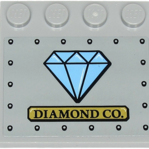 6179pb173 - Tile, Modified 4 x 4 with Studs on Edge with 'DIAMOND CO.' on Gold Plate, Medium Blue Diamond, and Rivets Pattern (Sticker) - Set 60243