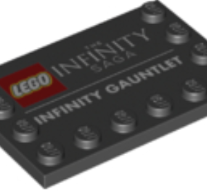6180pb145 - Tile, Modified 4 x 6 with Studs on Edges with 'THE INFINITY SAGA' and 'INFINITY GAUNTLET' Pattern