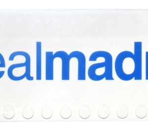 6205pb012 - Tile, Modified 6 x 16 with Studs on Edges with Blue 'Realmadrid' Pattern