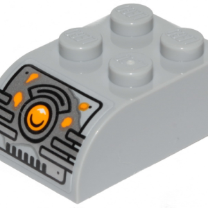 6215pb07 - Slope, Curved 3 x 2 x 1 with 4 Studs with Juicer Controls and Bright Light Orange Button Pattern (Sticker) - Set 40336