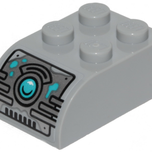 6215pb08 - Slope, Curved 3 x 2 x 1 with 4 Studs with Juicer Controls and Medium Azure Button Pattern (Sticker) - Set 40336