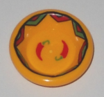 6256pb04 - Minifigure, Utensil Dish 3 x 3 with Red Hot Chili Peppers and Black, Bright Green and Red Border Pattern