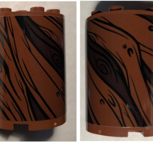 6259pb037 - Cylinder Half 2 x 4 x 4 with Tree Bark Lines Pattern 1 (Sticker) - Set 75953