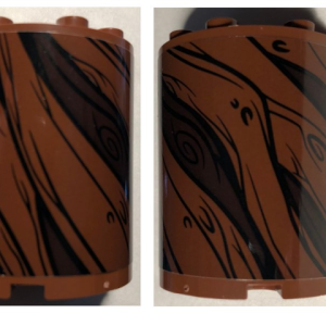 6259pb038 - Cylinder Half 2 x 4 x 4 with Tree Bark Lines Pattern 2 (Sticker) - Set 75953