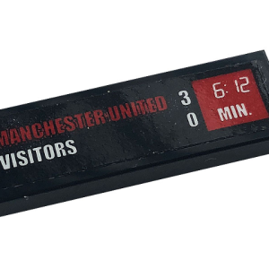63864pb155 - Tile 1 x 3 with 'MANCHESTER UNITED 3', 'VISITORS 0' and Clock with '6:12 MIN' Pattern (Sticker) - Set 10272