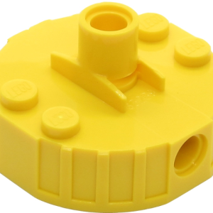 65209c01 - Magnet Brick, Round 4 x 4 x 2 with 3 Pin Holes
