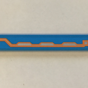 6636pb184L - Tile 1 x 6 with Orange and Silver Circuitry on Dark Azure Background Pattern Model Left Side (Sticker) - Set 70351