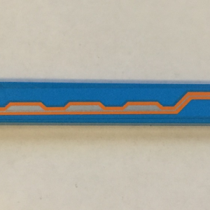6636pb184R - Tile 1 x 6 with Orange and Silver Circuitry on Dark Azure Background Pattern Model Right Side (Sticker) - Set 70351