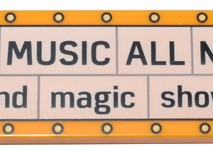 69729pb067 - Tile 2 x 6 with White Marquee Sign with Black 'LIVE MUSIC ALL NIGHT and magic show' and Bright Light Yellow Circles Pattern