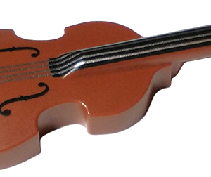 80444pb01 - Minifigure, Utensil Musical Instrument, Double Bass with Black Neck, Tailpiece, and F Holes and Silver Strings Pattern