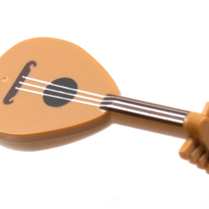 80503pb01 - Minifigure, Utensil Musical Instrument, Lute with Dark Brown Neck and Silver Strings Pattern