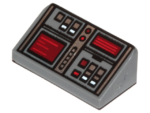 85984pb127 - Slope 30 1 x 2 x 2/3 with Red, White, and Silver Buttons, Dark Red Screens Pattern