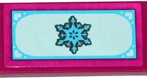 87079pb0211 - Tile 2 x 4 with Snowflake on Light Aqua Background Pattern (Sticker) - Set 41062