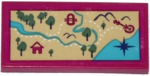 87079pb0296 - Tile 2 x 4 with Map with Mountains, River, Trees, Hut, Raft and Arrow Pattern (Sticker) - Set 41122