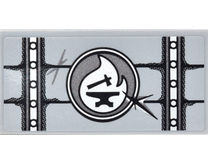 87079pb0386 - Tile 2 x 4 with Metal Lid with Scratches and Blacksmith Emblem Pattern (Sticker) - Set 70627
