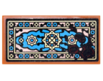 87079pb0387 - Tile 2 x 4 with Black and Dark Azure Oriental Rug with Black and Red Spatters Pattern (Sticker) - Set 70627