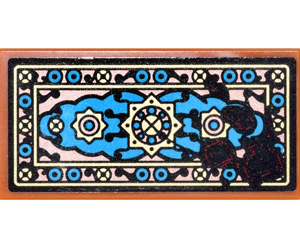 87079pb0387 - Tile 2 x 4 with Black and Dark Azure Oriental Rug with Black and Red Spatters Pattern (Sticker) - Set 70627