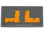 87079pb0439 - Tile 2 x 4 with Yellow L Shaped Worn Stripes Pattern Type 1 (Sticker) - Set 75171