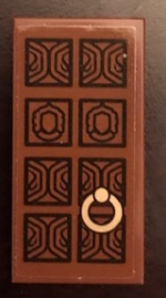 87079pb0636L - Tile 2 x 4 with Door with Gold Pull Ring Pattern Left Side (Sticker) - Set 71043
