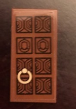 87079pb0636R - Tile 2 x 4 with Door with Gold Pull Ring Pattern Right Side (Sticker) - Set 71043