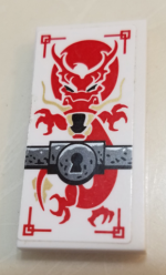 87079pb0720 - Tile 2 x 4 with Red Dragon and Key Hole Pattern (Sticker) - Set 70591