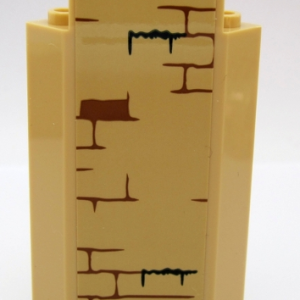 87421pb051 - Panel 3 x 3 x 6 Corner Wall without Bottom Indentations with Brown Bricks with Moss Pattern (Sticker) - Set 75954