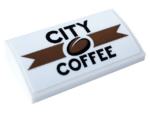 88930pb137 - Slope, Curved 2 x 4 x 2/3 with Bottom Tubes with 'CITY COFFEE' and Bean Pattern (Sticker) - Set 60233