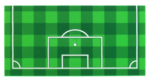 90498pb31 - Tile 8 x 16 with Bottom Tubes with Green and Checkerboard Soccer (Football) Pitch, and White Goal Box and Penalty Area Lines Pattern