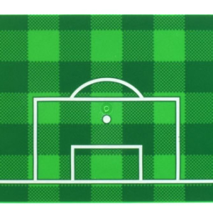 90498pb31 - Tile 8 x 16 with Bottom Tubes with Green and Checkerboard Soccer (Football) Pitch, and White Goal Box and Penalty Area Lines Pattern