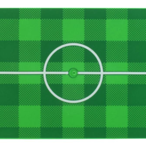 90498pb33 - Tile 8 x 16 with Bottom Tubes with Green and Checkerboard Soccer (Football) Pitch, and White Center Circle and Halfway Lines Pattern