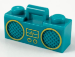 93221pb06 - Minifigure, Utensil Radio Boom Box with Bar Handle with Gold Sound Wave Display and Rimmed Speakers Pattern