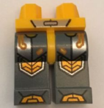 970c85pb16 - Hips and Dark Bluish Gray Legs with Bright Light Orange Armor, Circuitry and Hexagonal Knee Pads Pattern